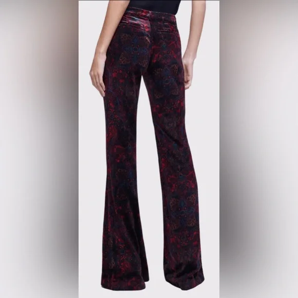 L'agence Lane Flared Trouser in Black & Red Medallion Paisley, sz 10 - Picture 4 of 16